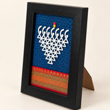 Saraswati Symbol Frame – Blue Traditional Decor