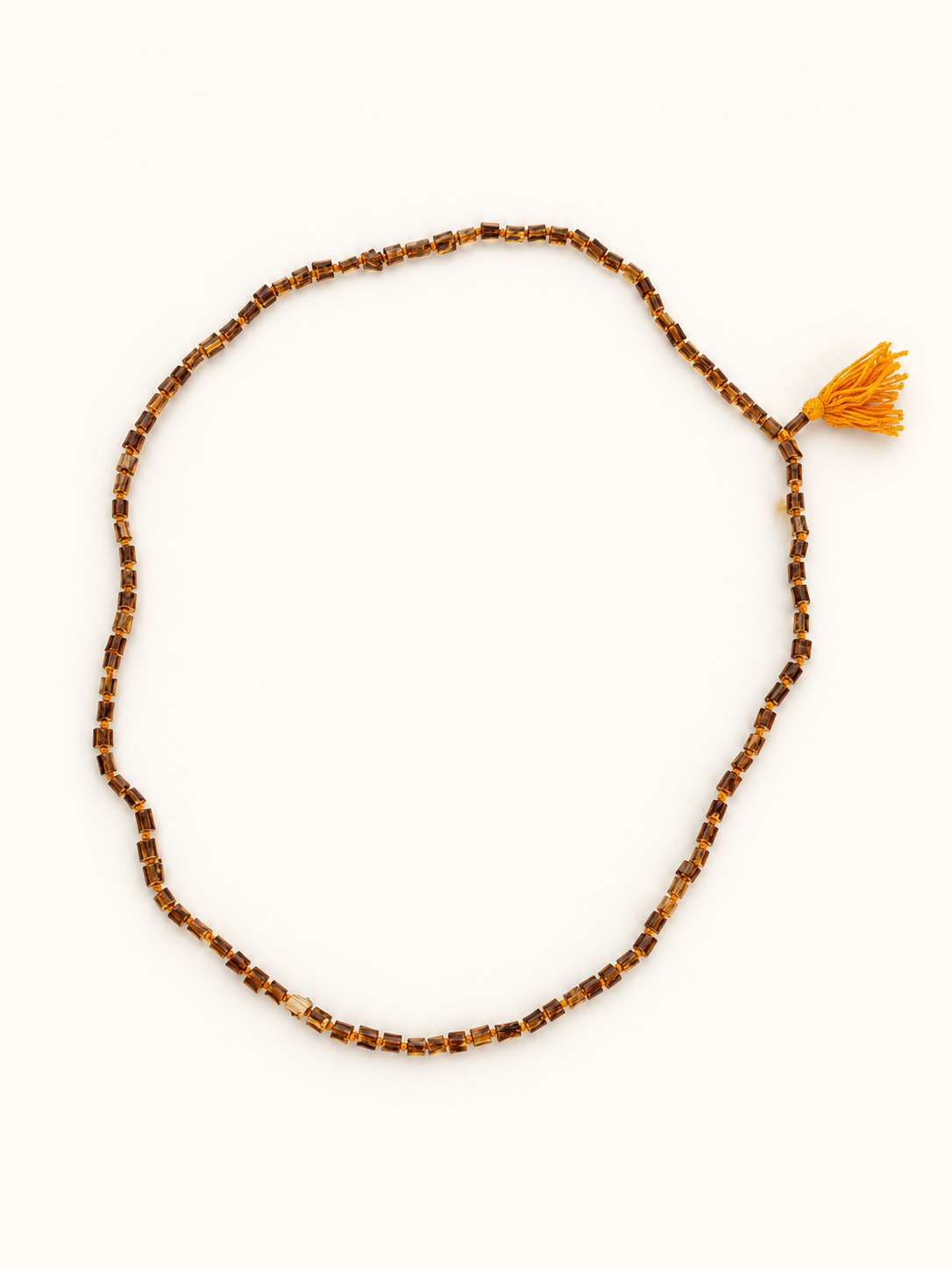 Sacred Beaded Mala with Saffron Tassel