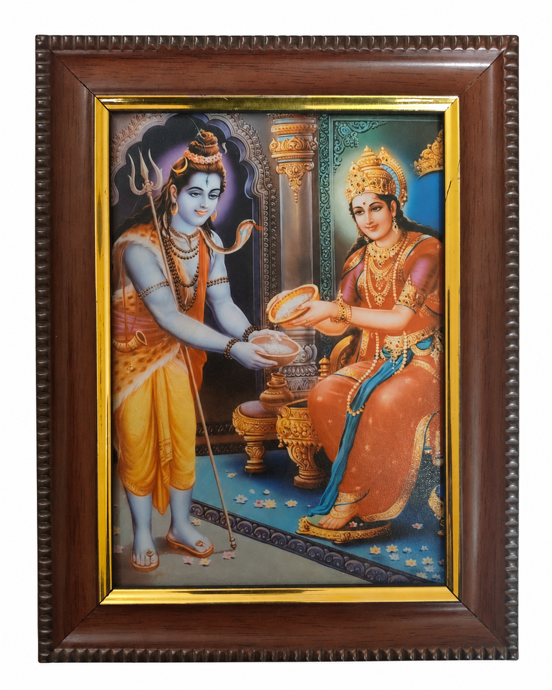 Maa Annapurna with Lord Shiva Framed Picture — Devotional Frame