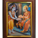 Maa Annapurna with Lord Shiva Framed Picture - Devotional Frame for home mandir