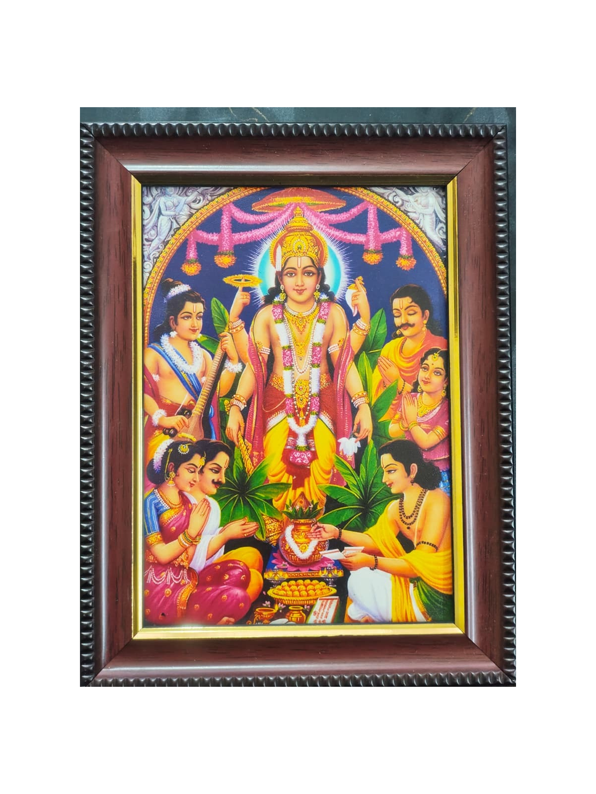 Shri Satyanarayan Puja Framed Picture — Home Mandir Frame