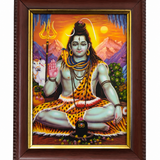 Lord Shiva Dhyan Framed Picture - Home Mandir Frame for home mandir