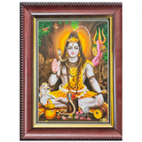 Lord Shiva Nandi Framed Picture - Temple Background Frame for home mandir
