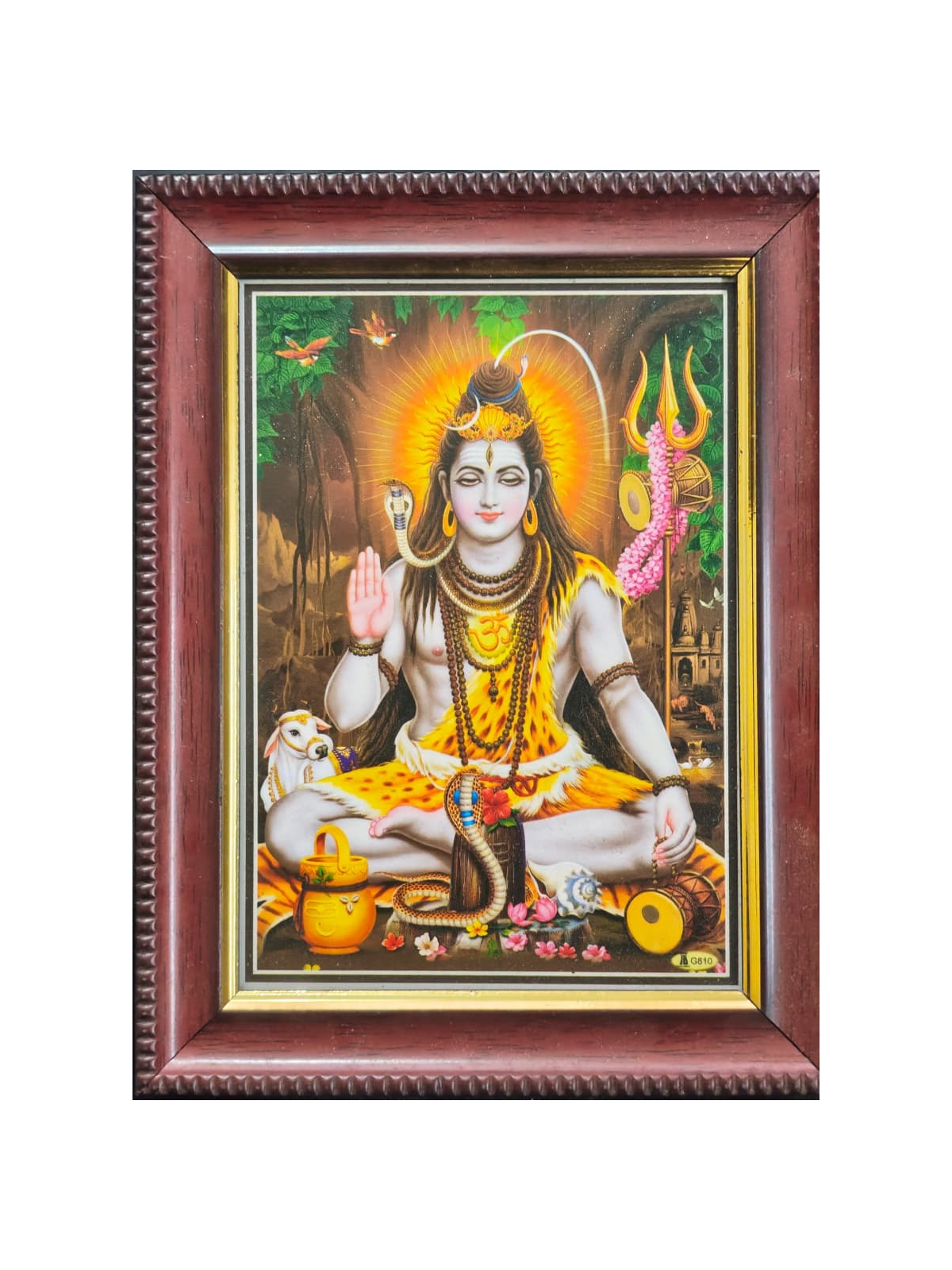 Lord Shiva Nandi Framed Picture — Temple Background Frame