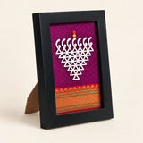 Saraswati Symbol Frame – Magenta with Traditional Saree Border