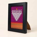 Saraswati Symbol Frame – Magenta with Traditional Saree Border