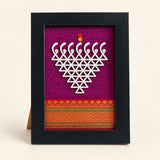 Saraswati Symbol Frame – Magenta with Traditional Saree Border