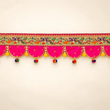 Traditional Pink Toran with Peacock Design
