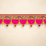 Traditional Pink Toran with Peacock Design