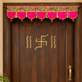 Traditional Pink Toran with Peacock Design