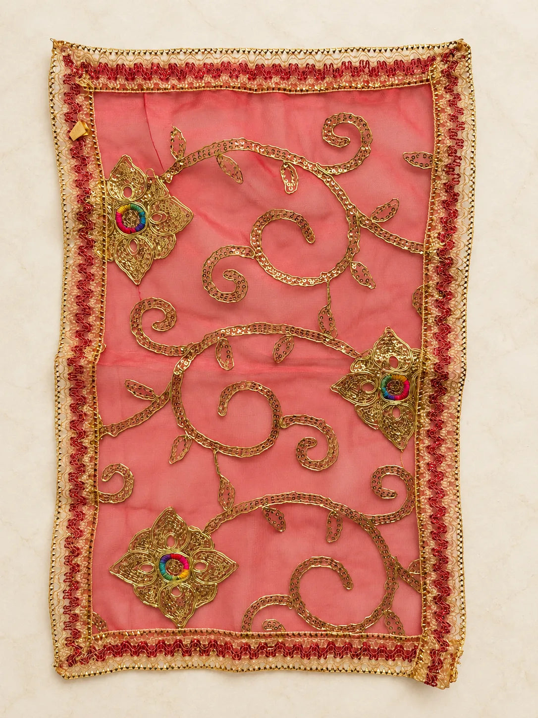 Red Chunari with Golden Embellishments
